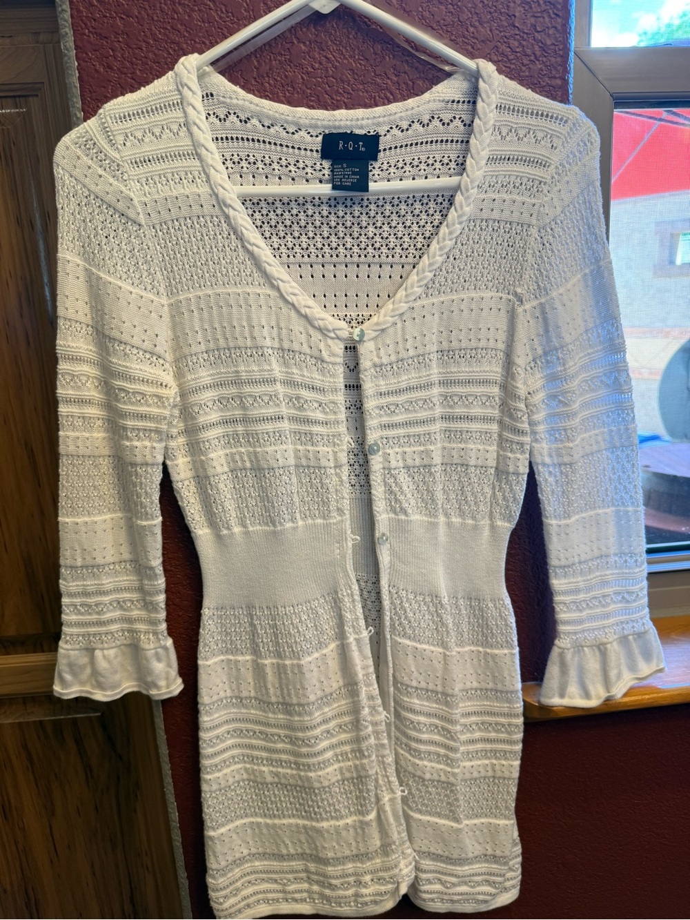 RQT White Crochet Knit Cardigan